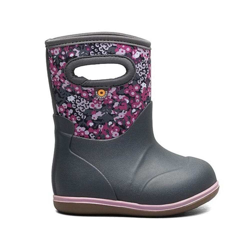 Bogs Kids Black Pink Floral Rain Snow Mud Play Boots Toddler 5T Waterproof  NEW - Picture 2 of 15